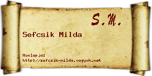 Sefcsik Milda névjegykártya